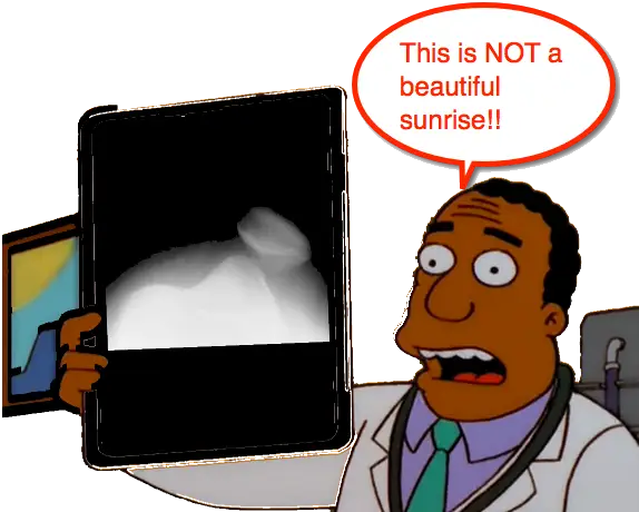 Cartoon Doctor with X-ray and Speech Bubble