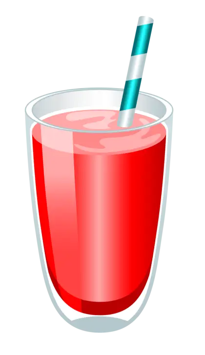 Illustration of a Glass of Red Juice with Straw