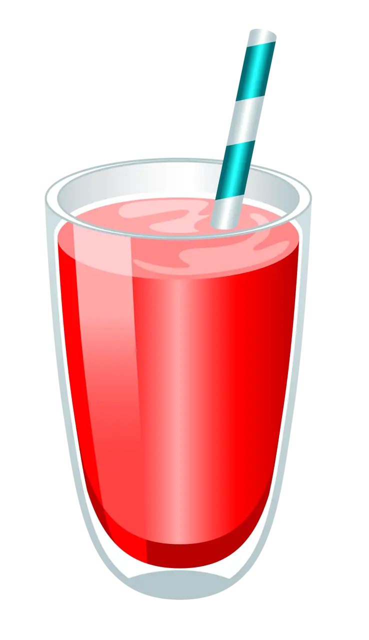 Illustration of a Glass of Red Juice with Straw