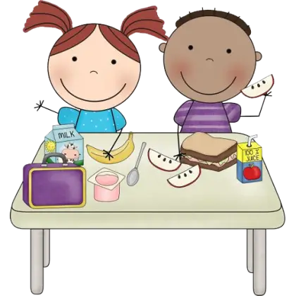Kids Eating Lunch at Table