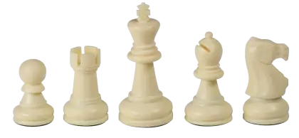 Set of White Chess Pieces Displayed for a Game