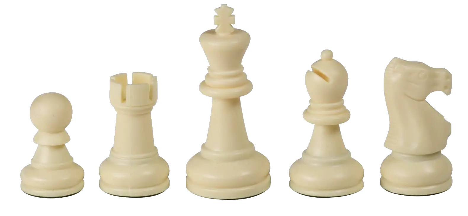 Set of White Chess Pieces Displayed for a Game