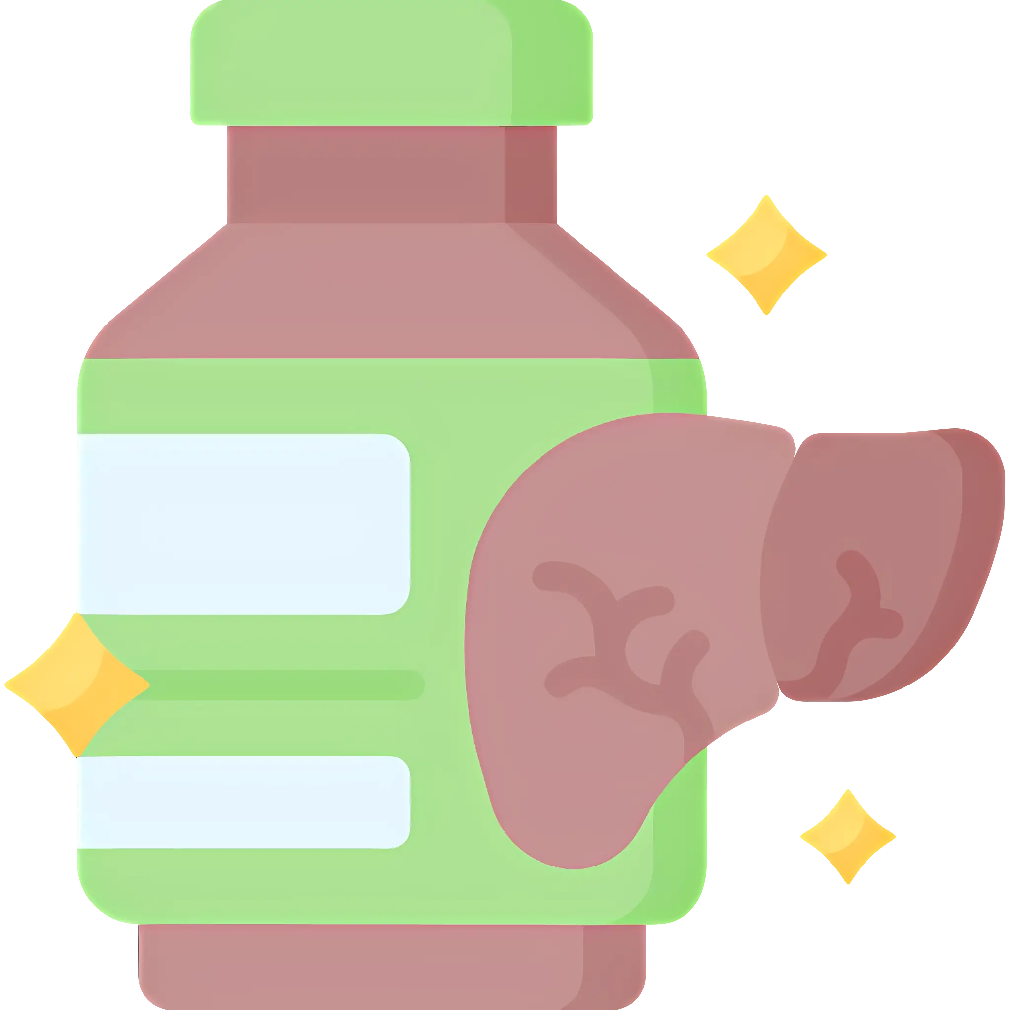 Liver and Supplement Cartoon Illustration
