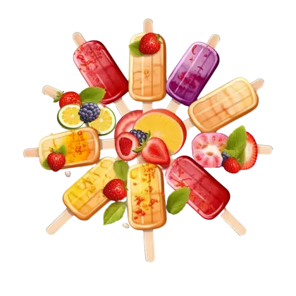 Colorful Fruit Popsicles with Fresh Decoration