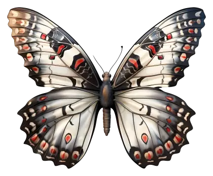Realistic Butterfly with White and Red Patterns