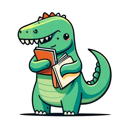 Cartoon Dinosaur Holding Books