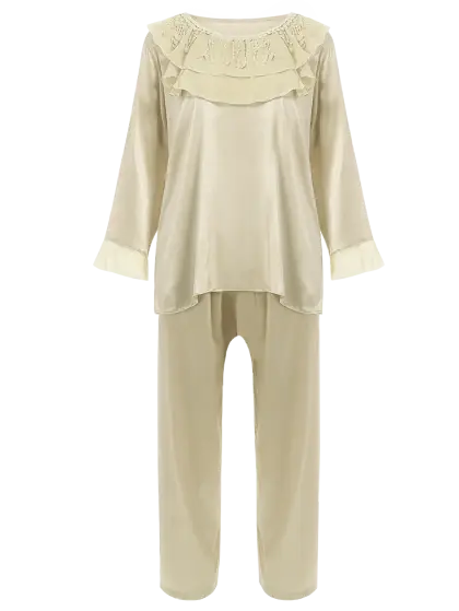 Beige Pajamas Set for Comfortable Sleep