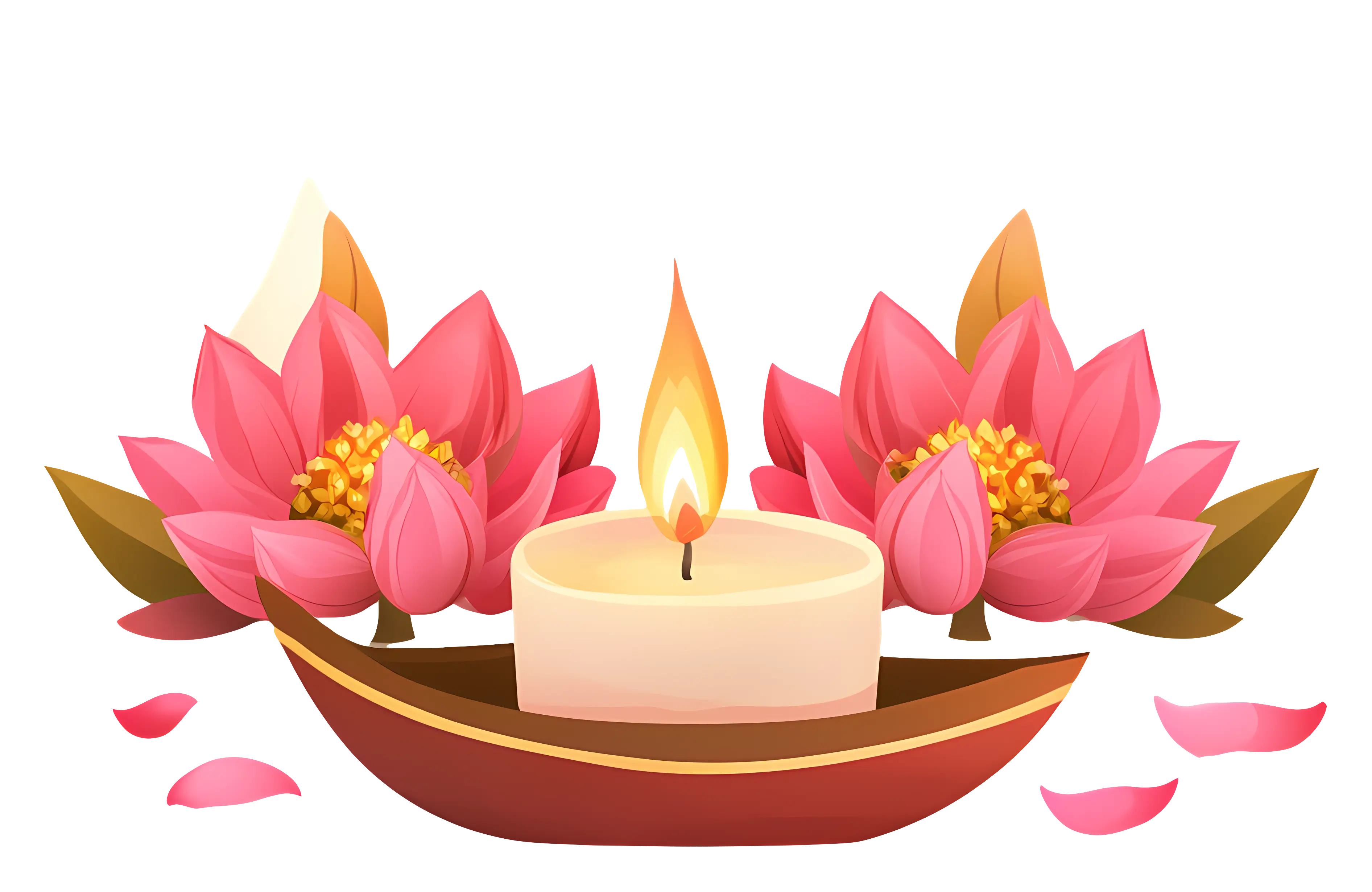 Decorative Candle Floating in Lotus Arrangement