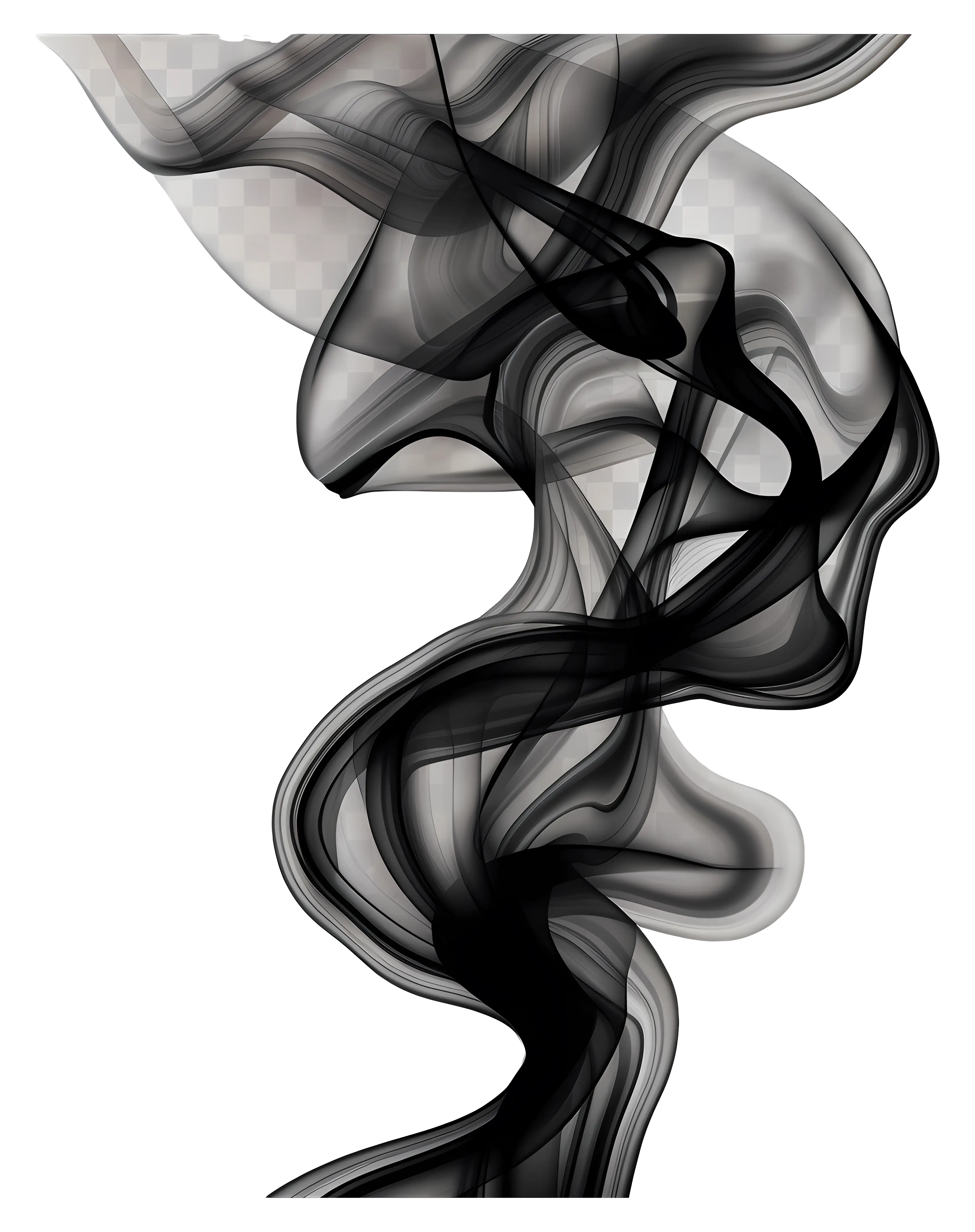 Abstract Black Smoke Illustration on White