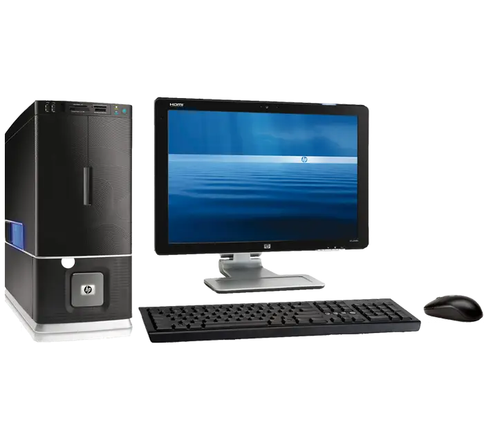 Desktop Computer Setup with Monitor, Keyboard, and Mouse