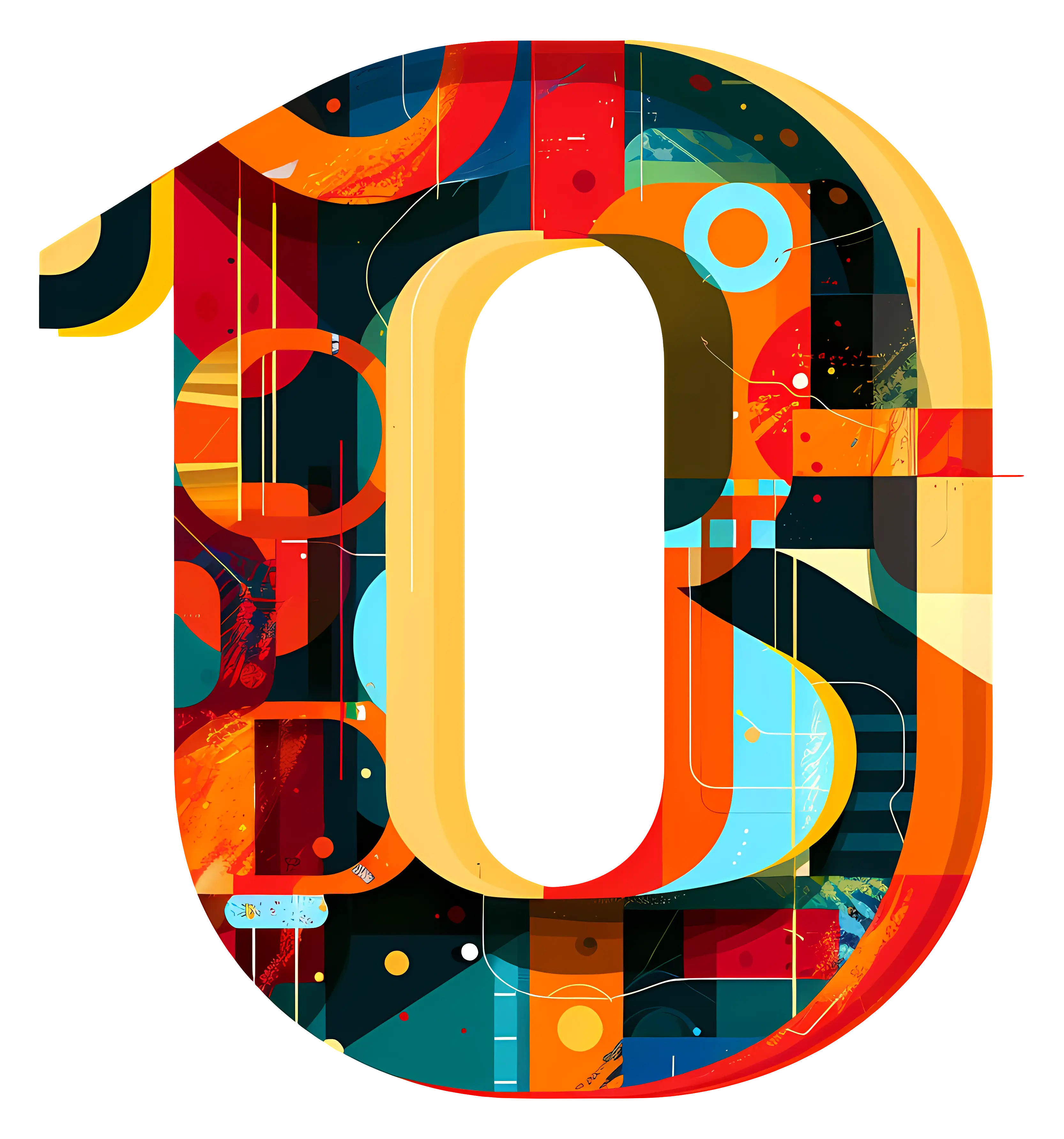Abstract Colorful Number Zero Illustration