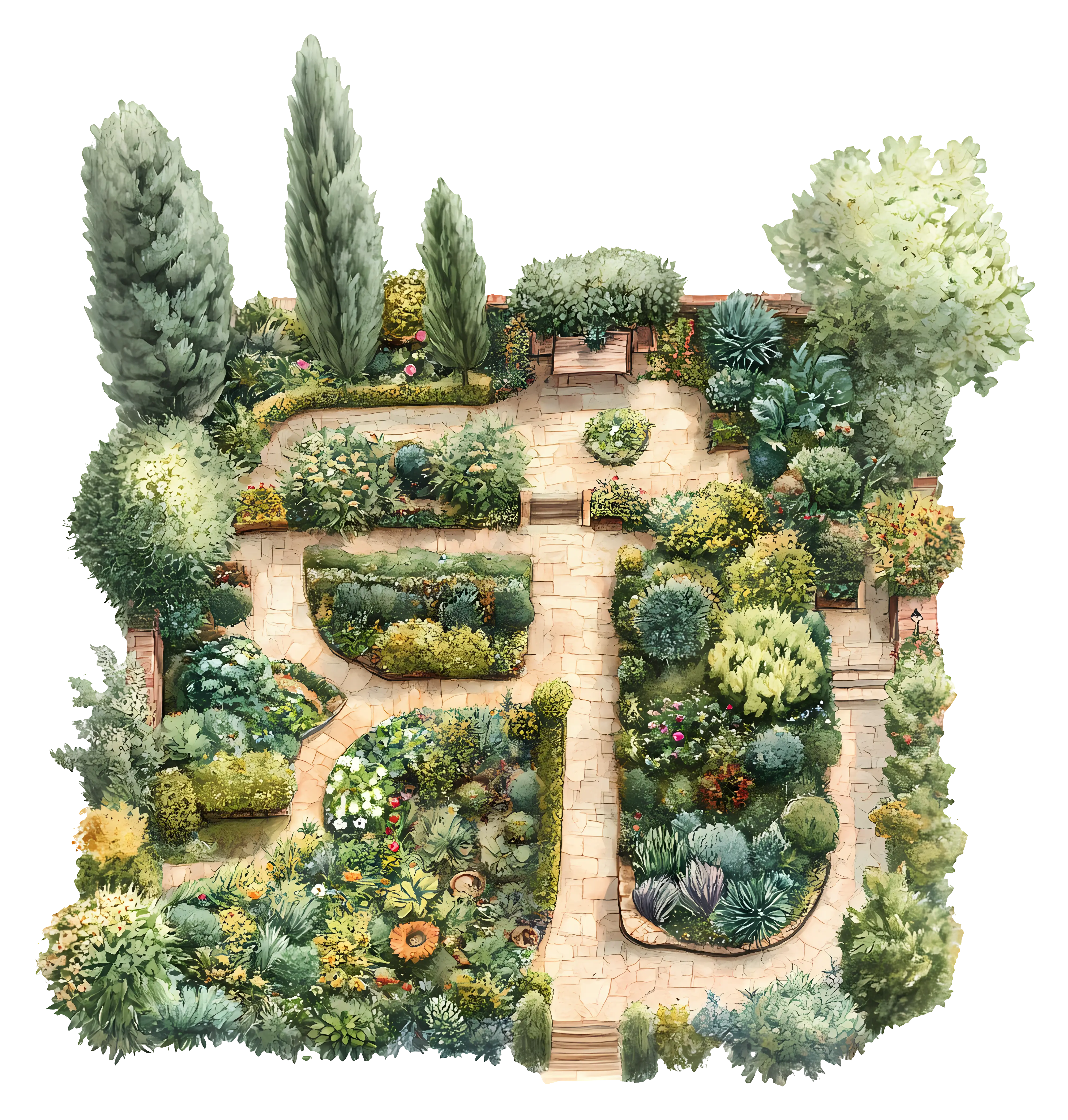 Beautiful Garden with Pathways