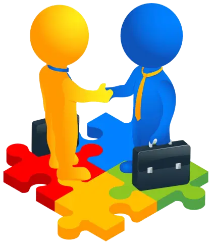 Cartoon of Business Partnership and Unity