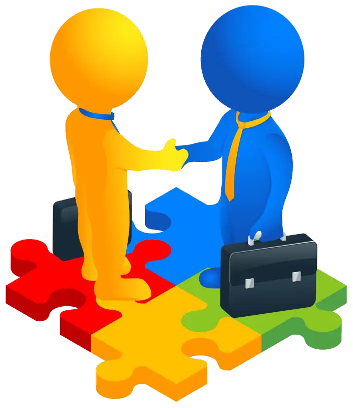 Cartoon of Business Partnership and Unity