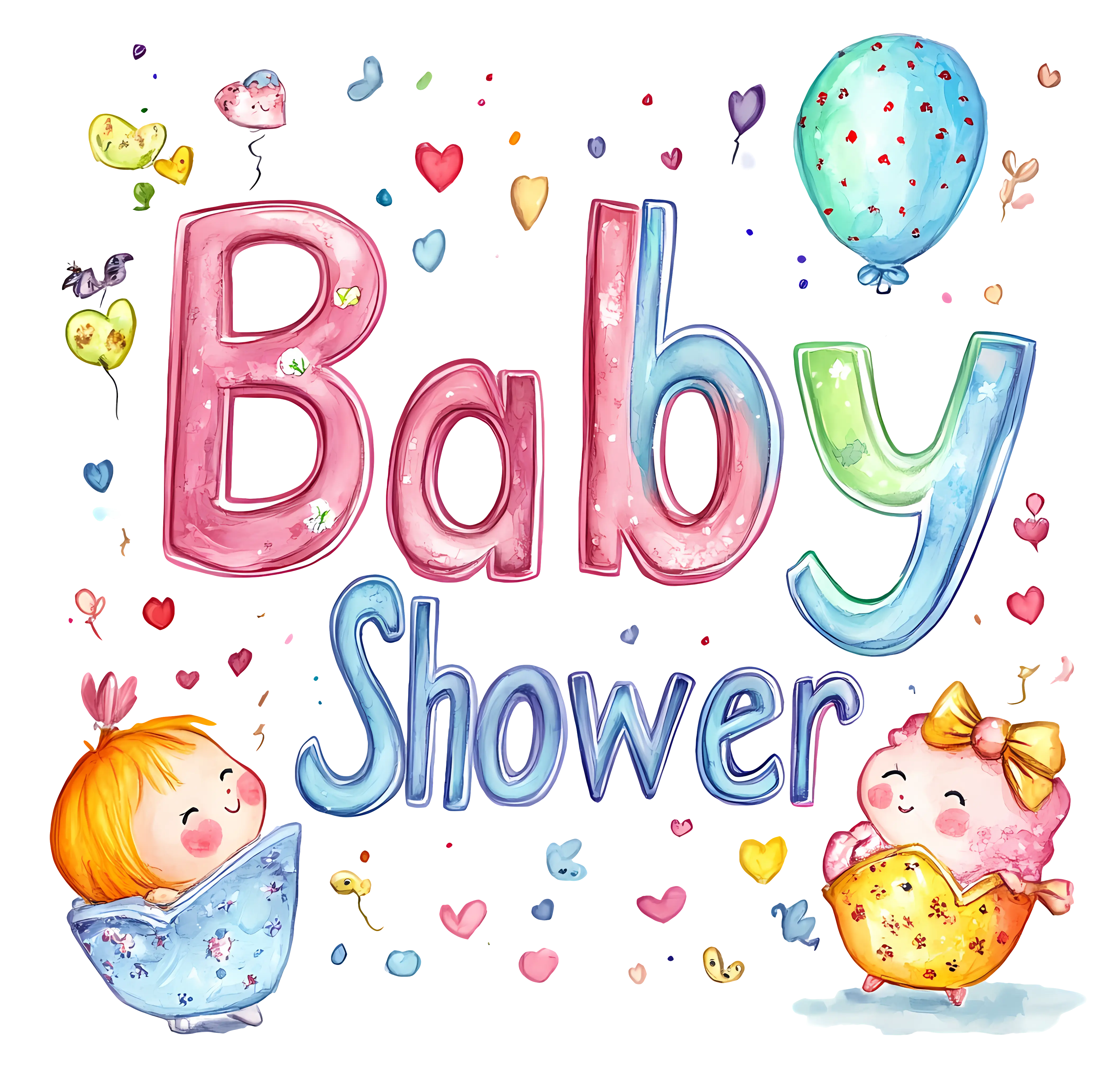 Joyful Baby Shower Doodle Illustration