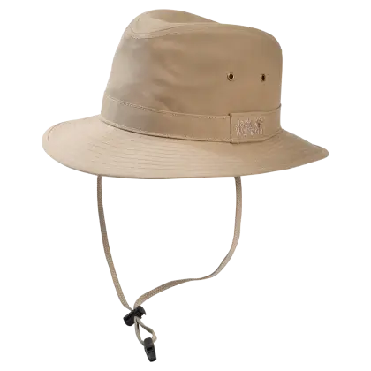 Beige Bucket Hat with Strap Detail