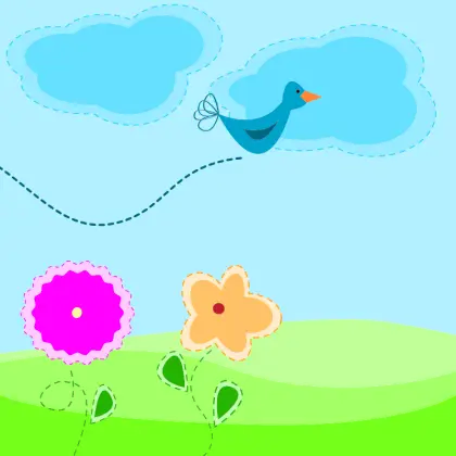 Bird and Flowers Illustration