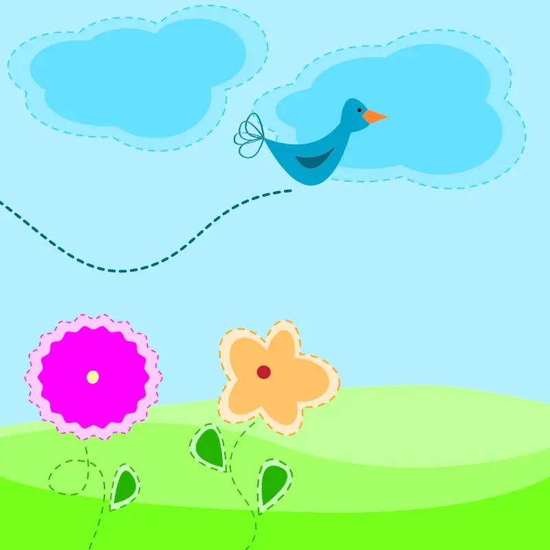 Bird and Flowers Illustration