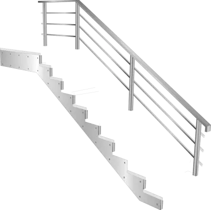 Metallic Steel Staircase with Modern Railing