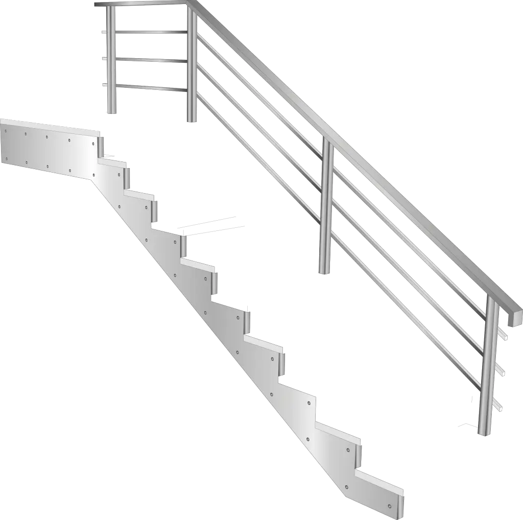Metallic Steel Staircase with Modern Railing