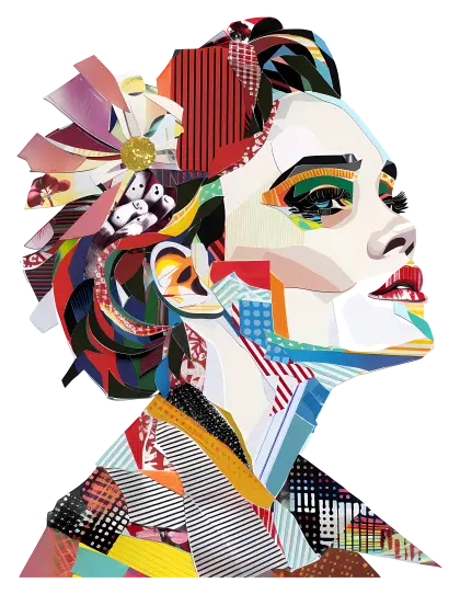 Colorful Collage Portrait of a Woman