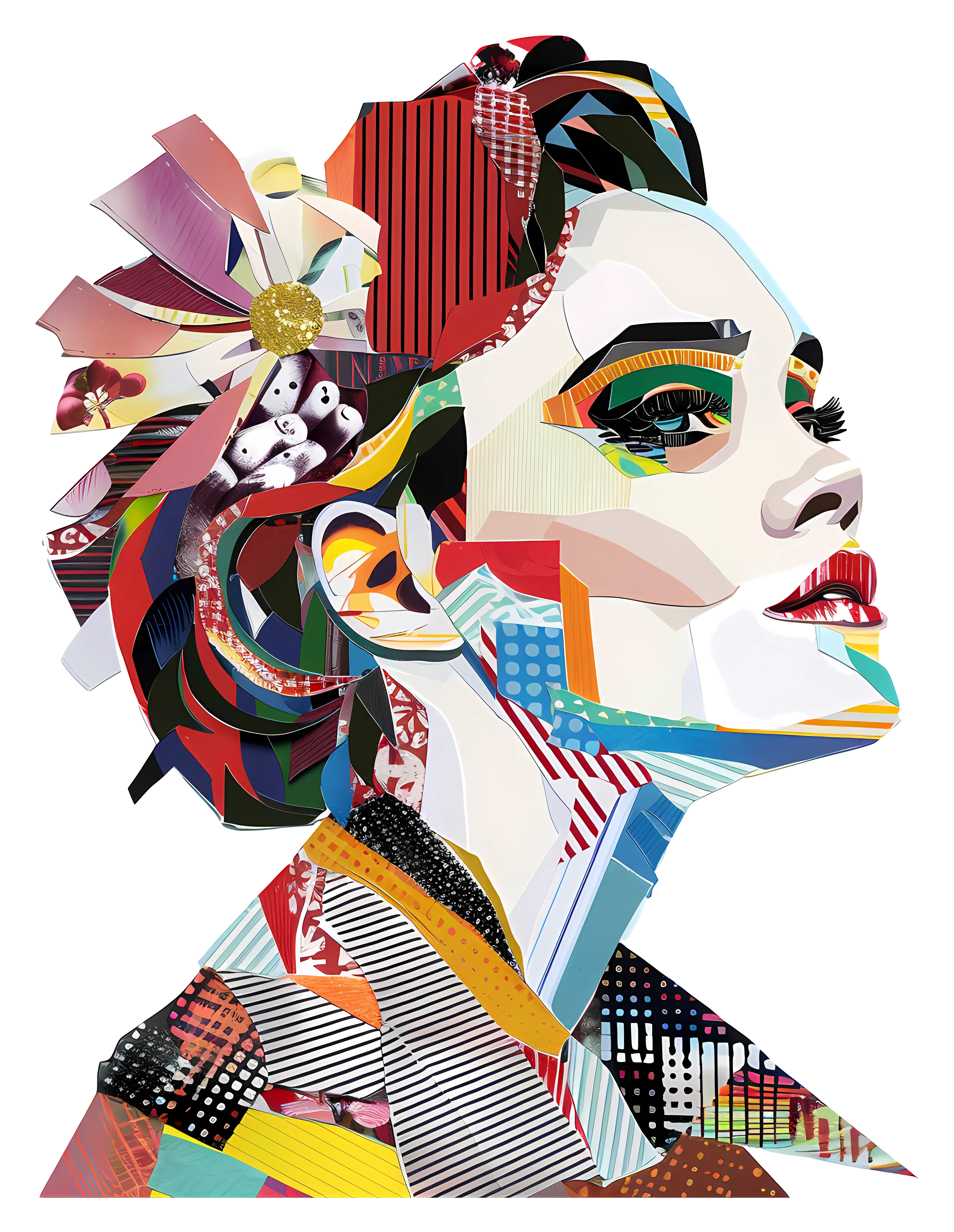 Colorful Collage Portrait of a Woman
