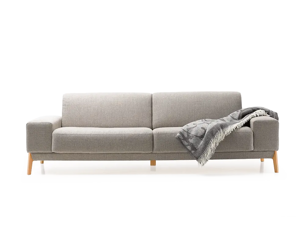 Gray Sofa with Cozy Blanket for Living Room