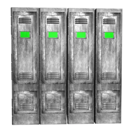 Metal Lockers with Green Labels