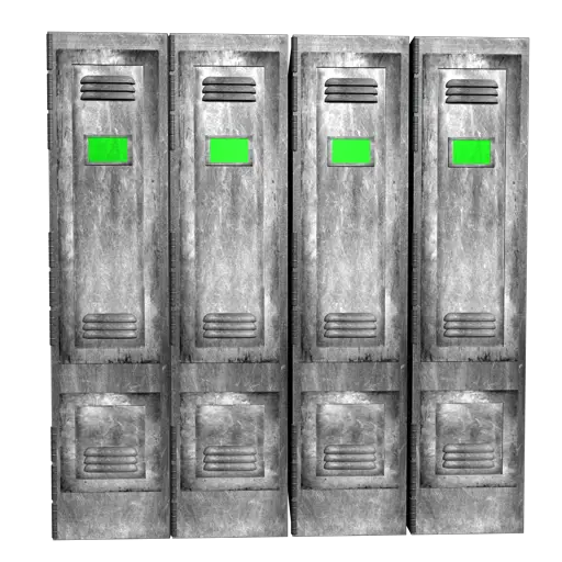 Metal Lockers with Green Labels