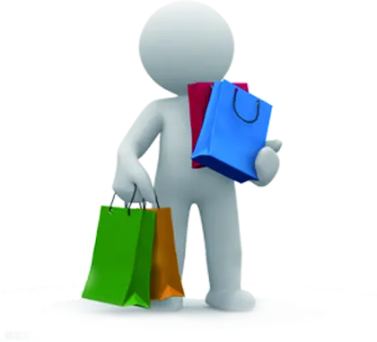 3D Figure with Shopping Bags