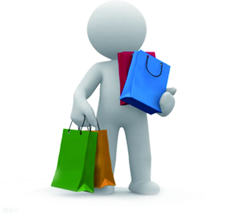 3D Figure with Shopping Bags