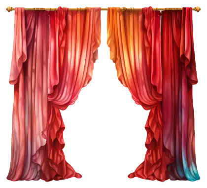 Red and Gold Decorative Curtains