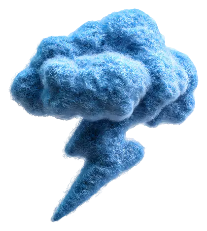 Blue Cloud with Lightning 3D Illustration