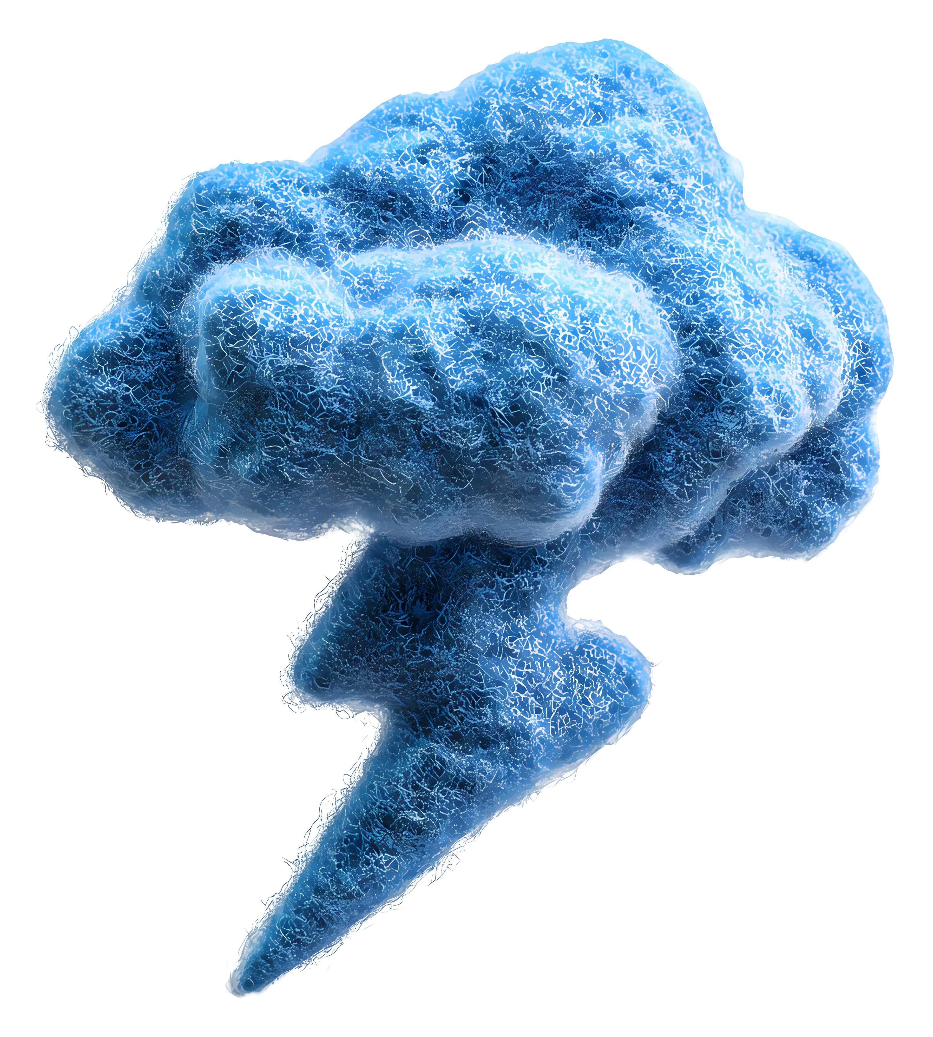 Blue Cloud with Lightning 3D Illustration