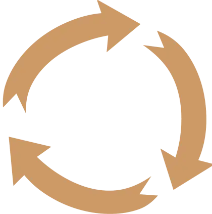 Three Circular Arrows in Rotation