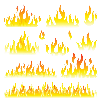 Illustration of Flames in Vibrant Yellow and Orange