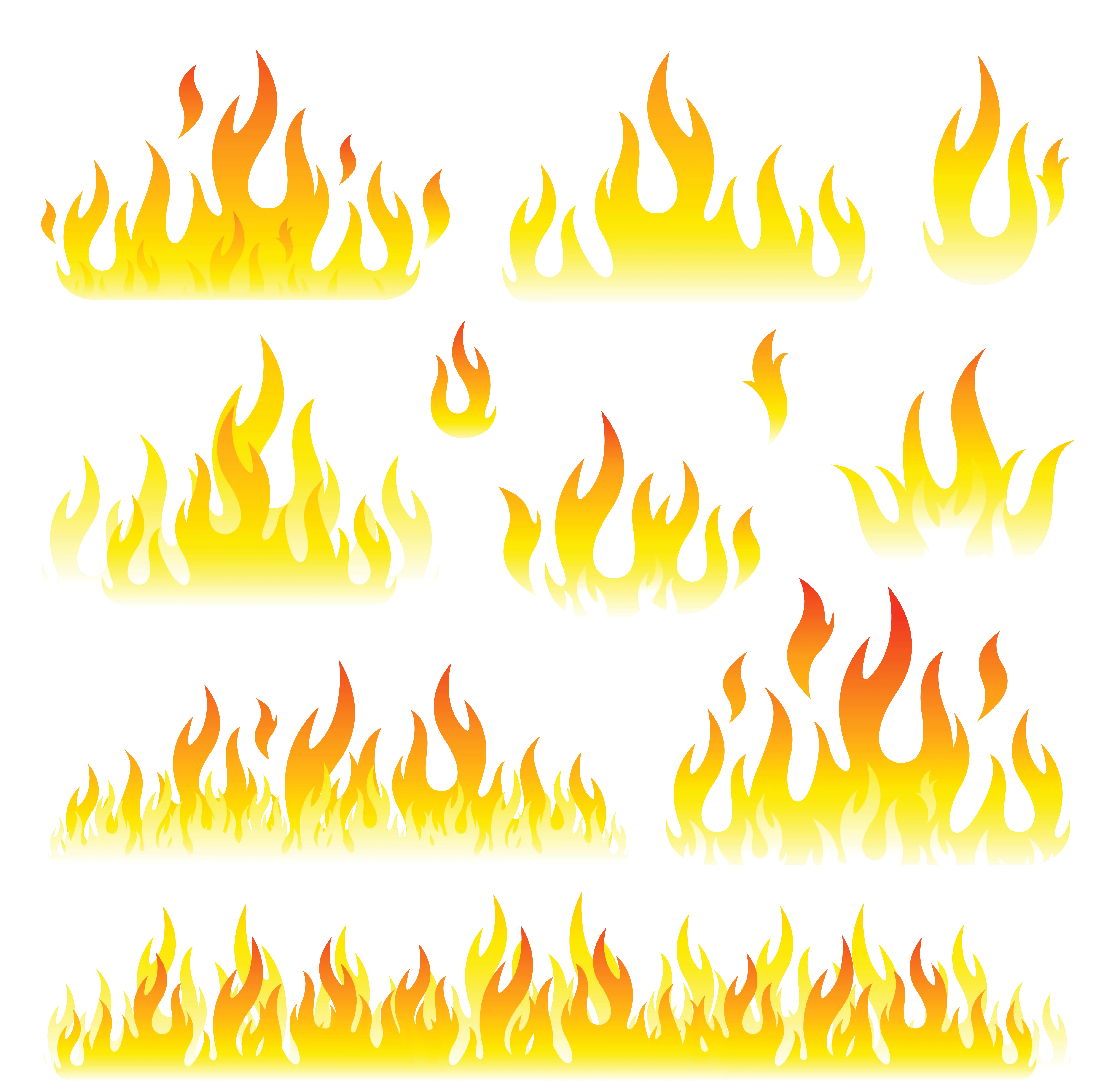 Illustration of Flames in Vibrant Yellow and Orange