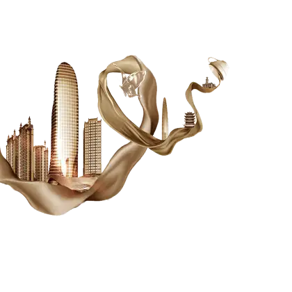 Modern Cityscape with Ribbon