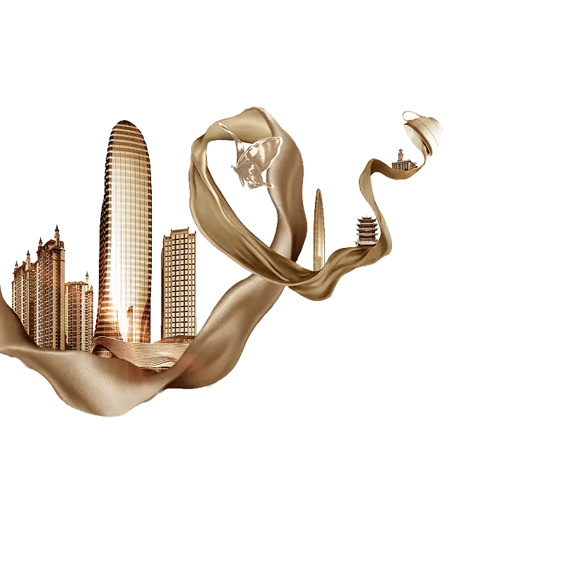 Modern Cityscape with Ribbon