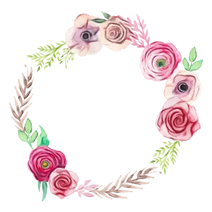 Floral Wreath in Watercolor Style