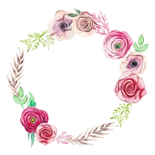 Floral Wreath in Watercolor Style