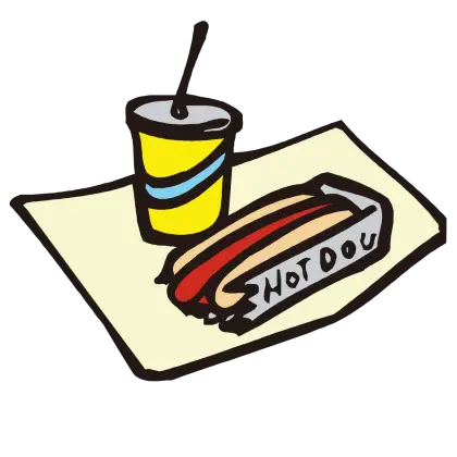 Hot Dog and Drink Cartoon