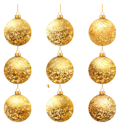 Shiny Gold Christmas Ornaments