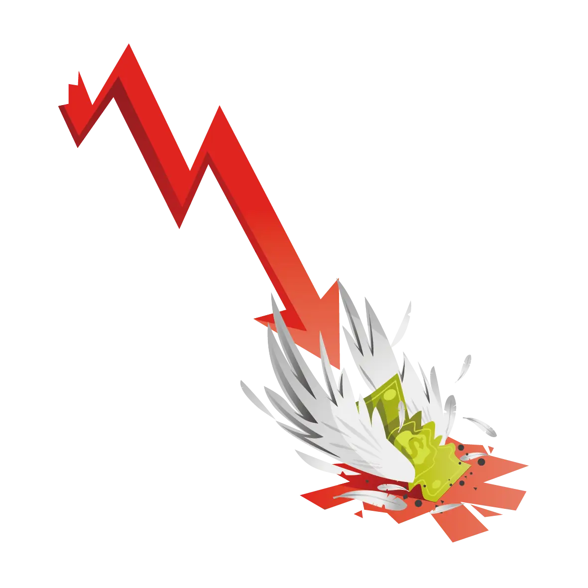 Red Downward Arrow Crashing