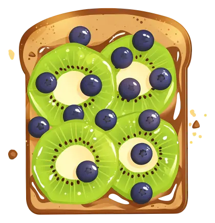 Kiwi and Blueberry Toast Illustration