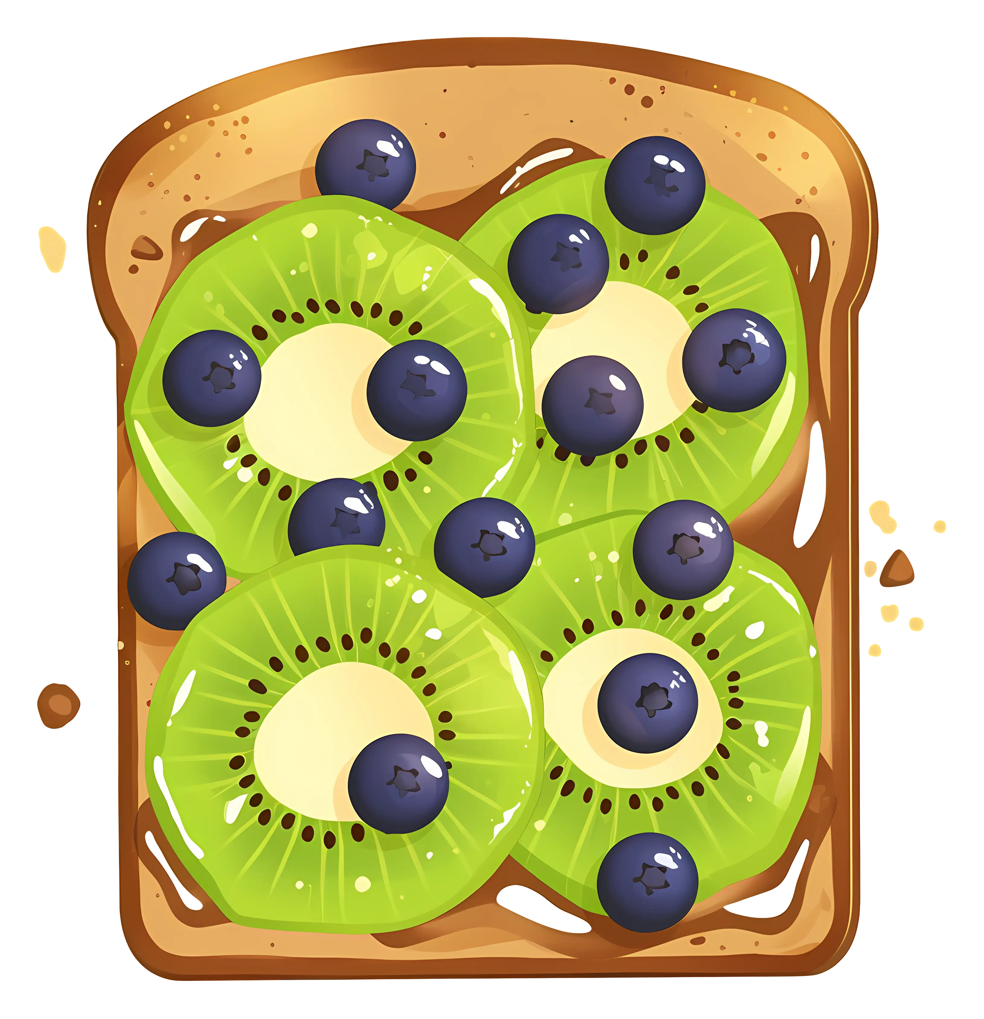 Kiwi and Blueberry Toast Illustration