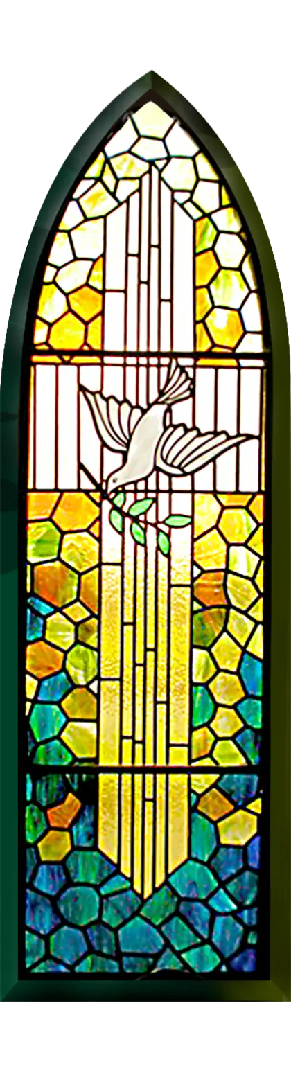 Stained Glass Window with Dove Design
