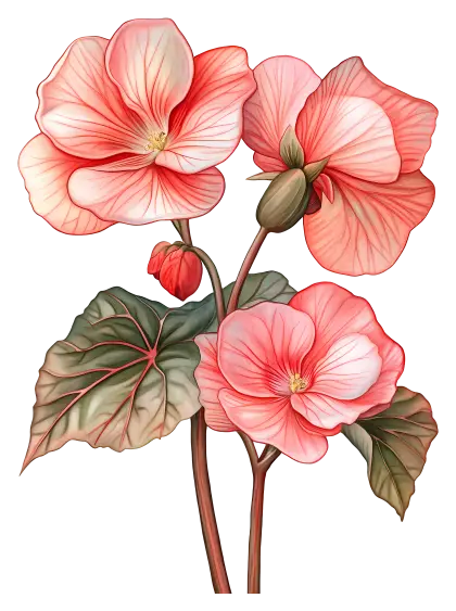 Delicate Pink Flowers with Leaves