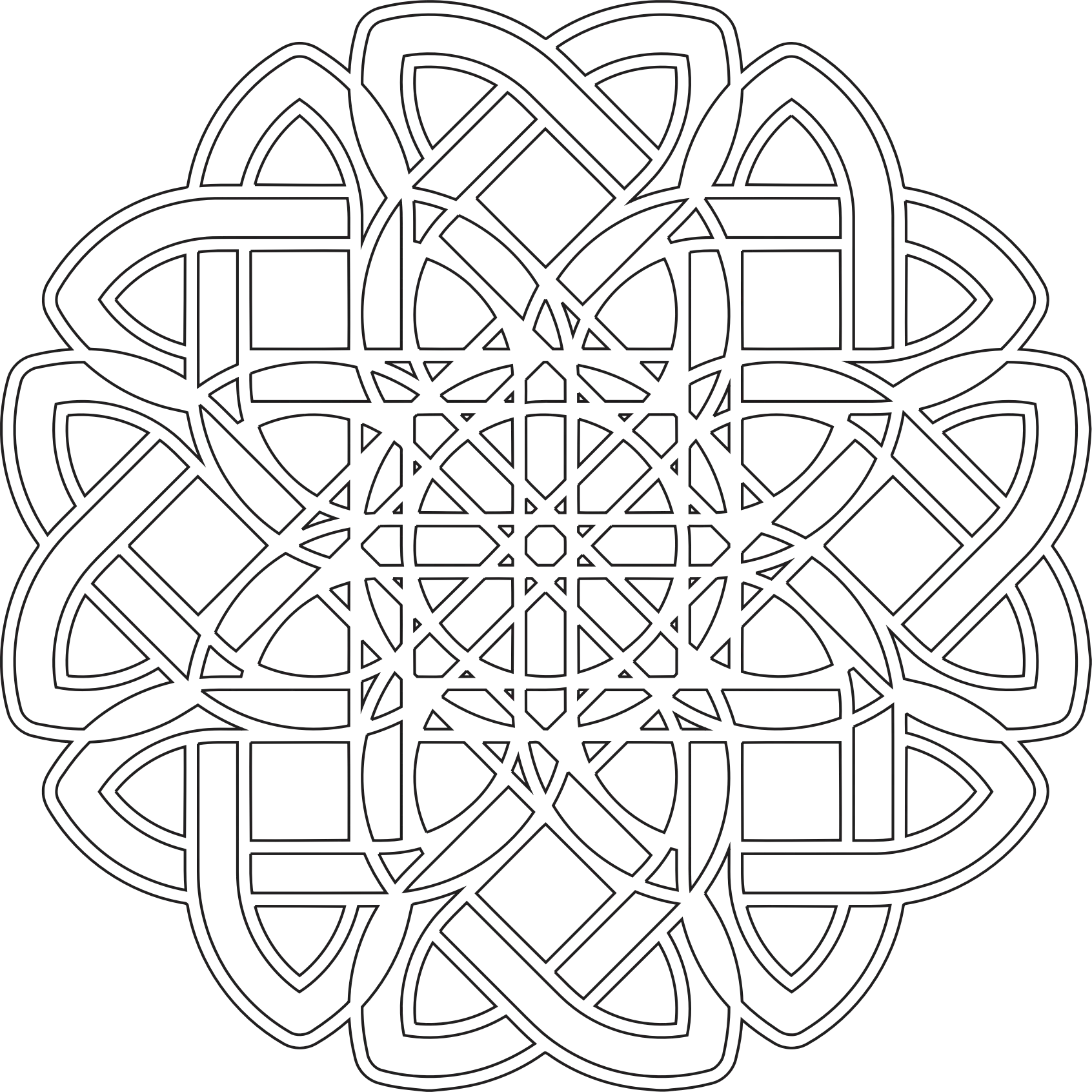 Intricate Geometric Mandala Line Art Design