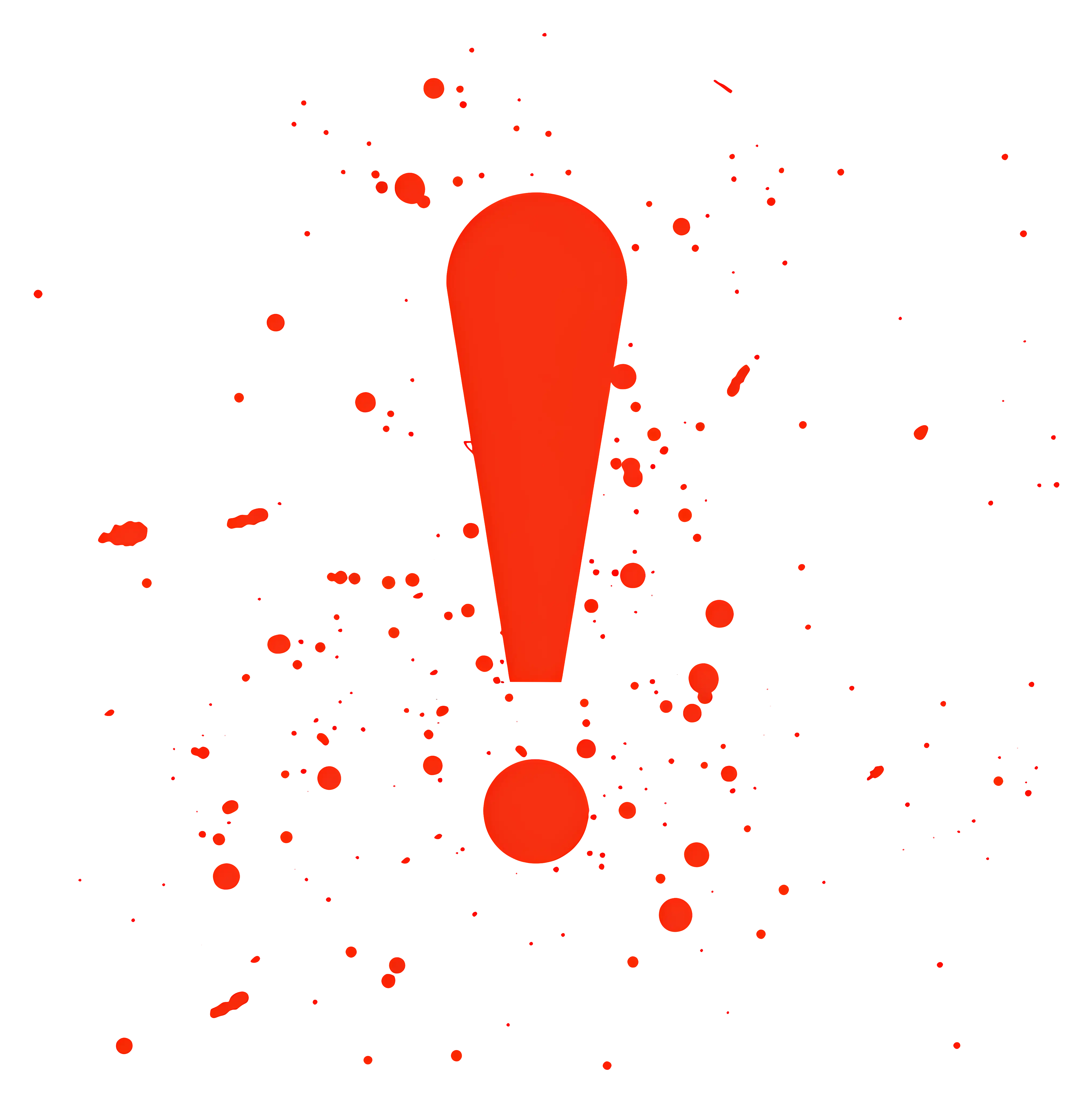 Red Exclamation Mark with Splatter Effect